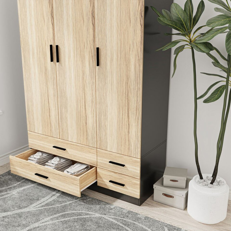 Retonia Manufactured Wood Wardrobe, Black/Oak