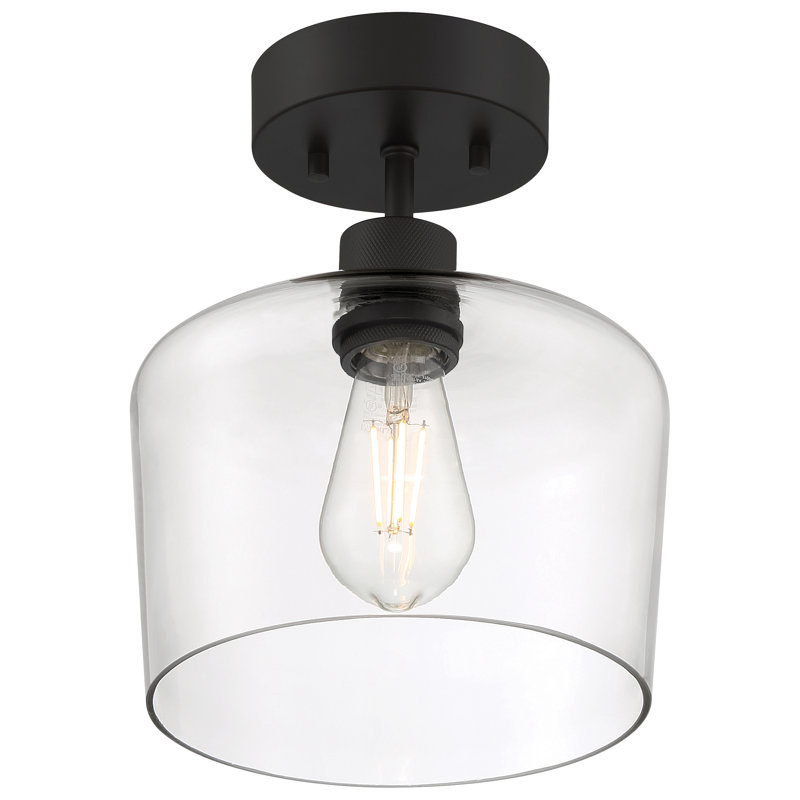 Southglenn Glass Semi Flush Mount, Matte Black