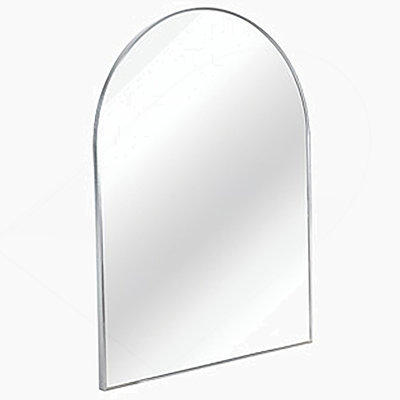 30x36 Inch Silver Metal Framed Arched Bathrrom Mirror for Wall.