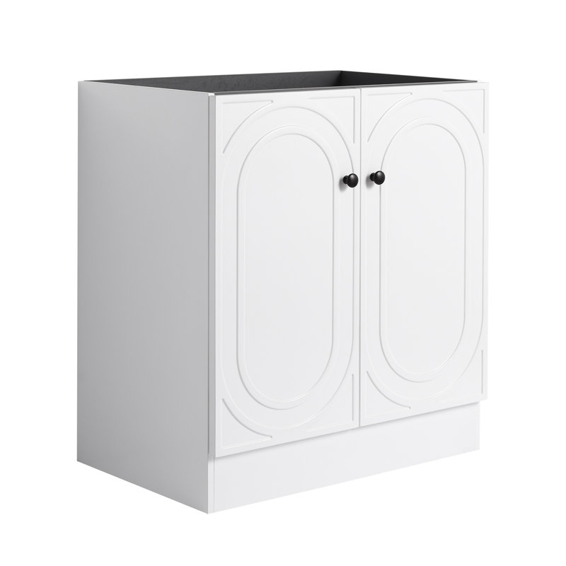 Meuble-lavabo de salle de bain autoportant 30 po et 2 portes d'armoire à fermeture douce - sans le lavabo, Blanc