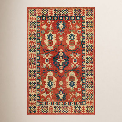 Adrien Burnt Sienna Navy Hand-Tufted Wool Rug