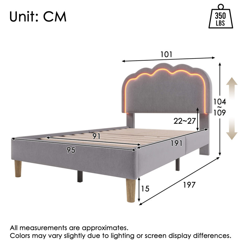 Upholstered Single (3') Bed Frame