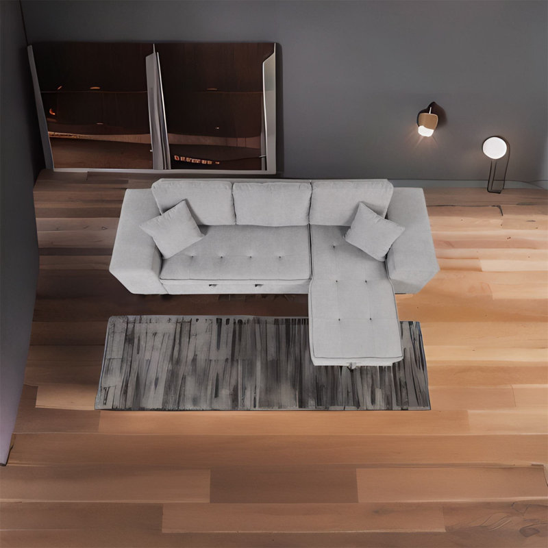 Upholstered Sectional, Gray Linen Blend