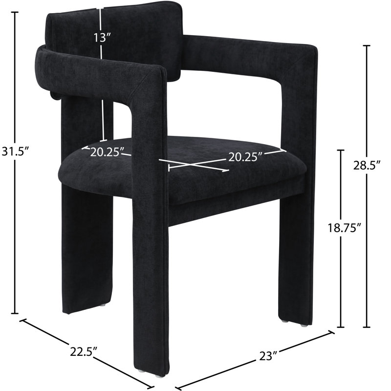 Exilda Chenille Fabric Dining Chair, Black Chenille Fabric
