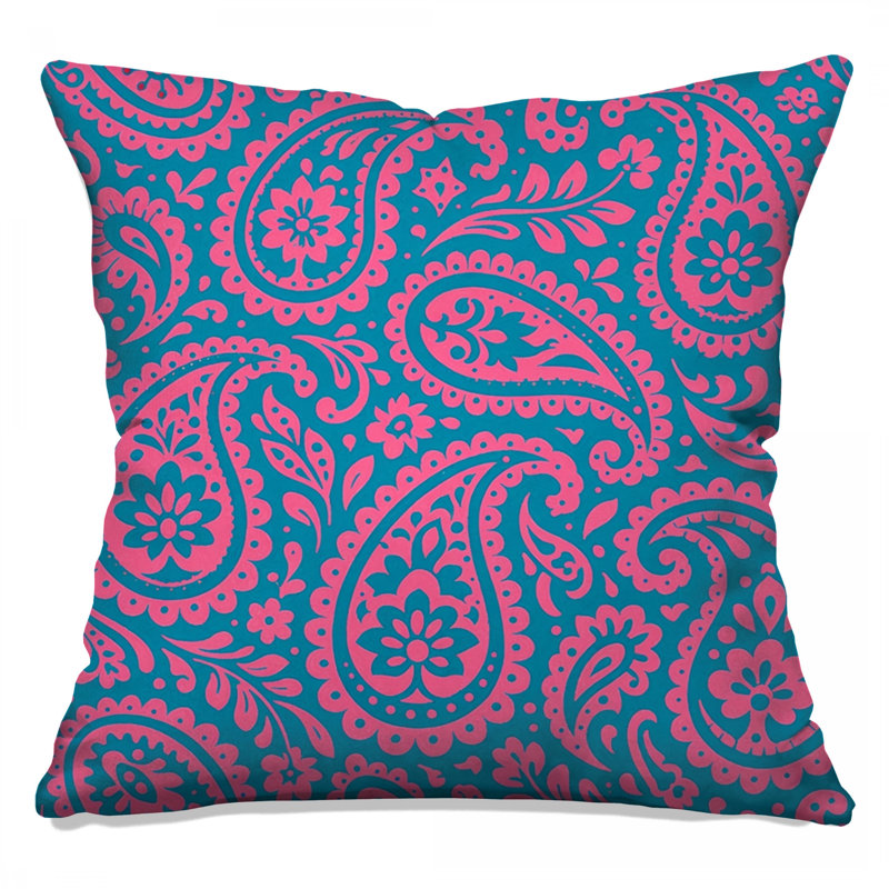 Coussins décoratifs à motif cachemire rose et bleu, 20 x 20 inches