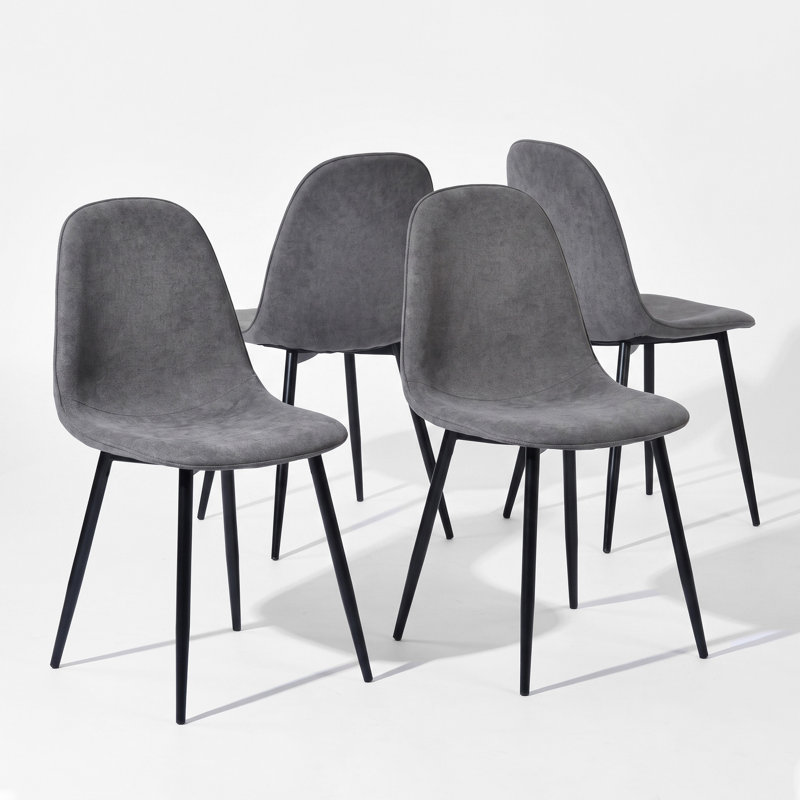 Chaises d'appoint rembourrées Delfinia, Tissu en ratine gris, Noir