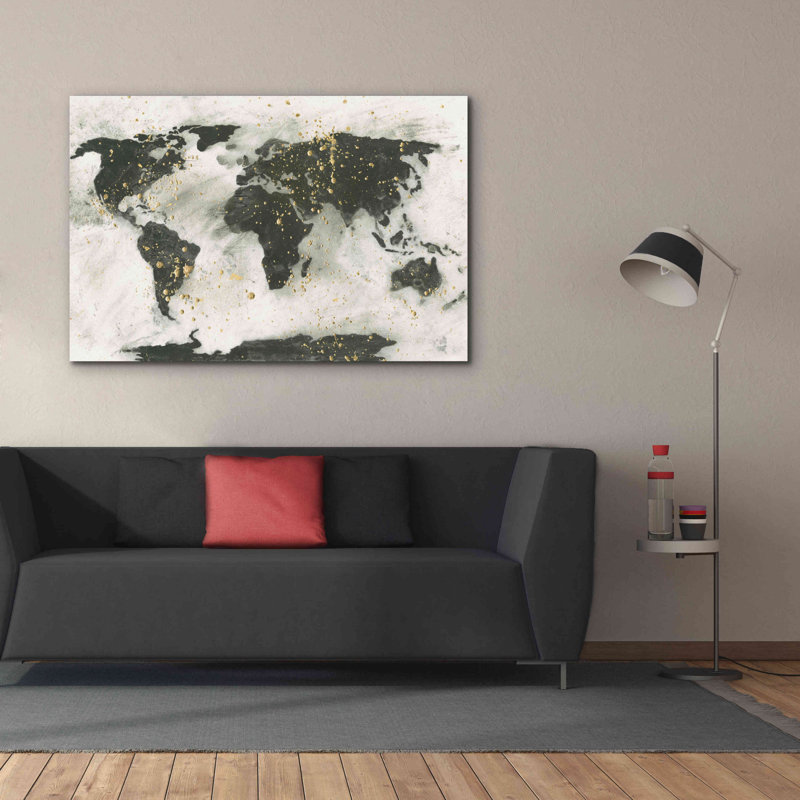 «World Map Speckle» par Chris Paschke, H 40 po x l 60 po x P 1,5 po