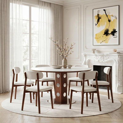 Ensemble de table à manger ronde extensible 7 pièces de 120 cm (47,2 po)