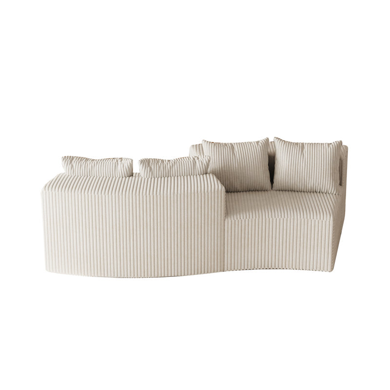 Canapé modulaire courbé avec quatre coussins Boneless, Beige