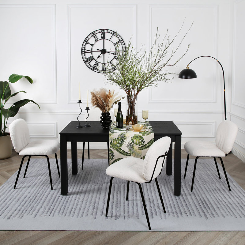 Hessmer 49cm H Upholstered Metal Upholstered Back Side Chair in Cream