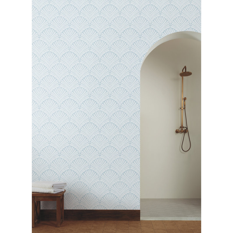 Rouleau de papier peint lisse L 33 po x l 20,5 po, Bleu / blanc