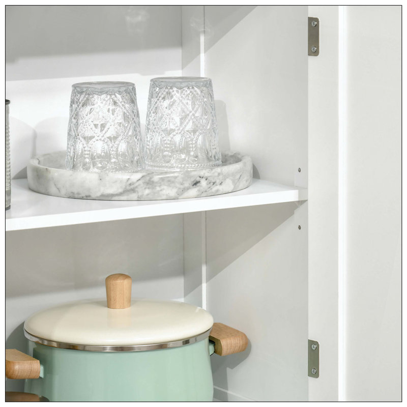 Petit buffet avec huche, garde-manger à 4 portes, armoire de rangement autoportante avec tablette réglable pour la salle à manger, le salon