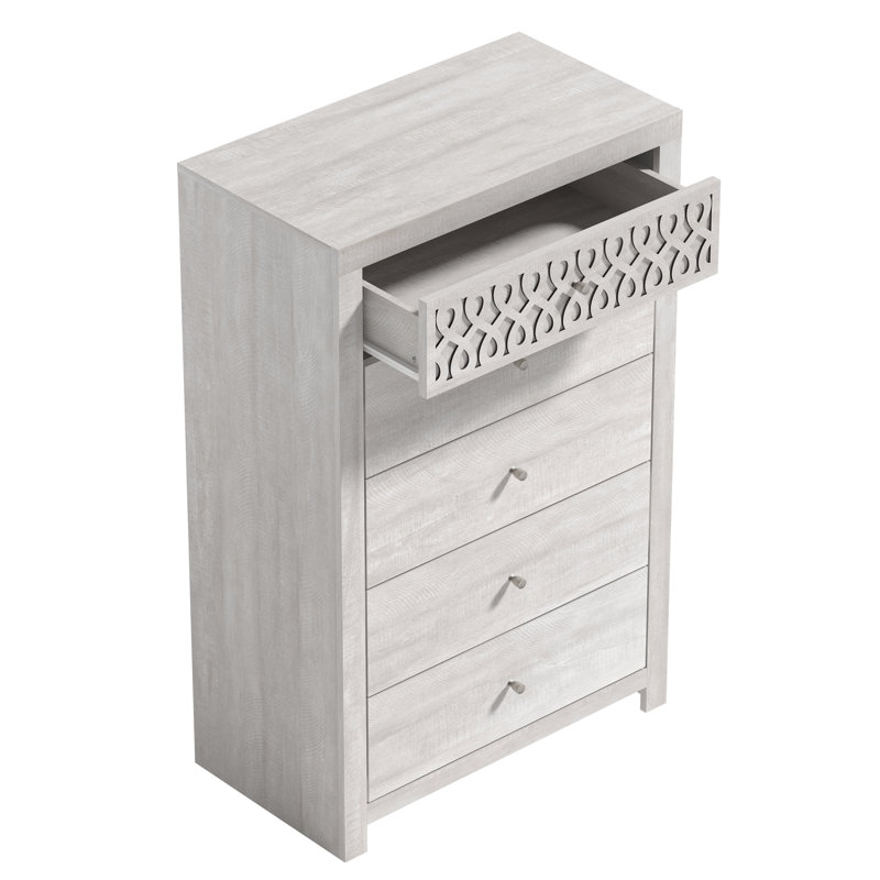 Commode 5 tiroirs Brandarius, Chêne gris cendré