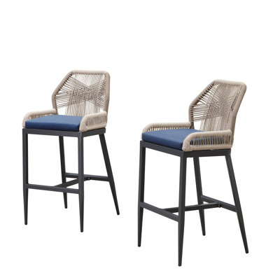 Ensemble de 2 tabourets de bar en tissu recyclé pourpre H 28 po H 2 po