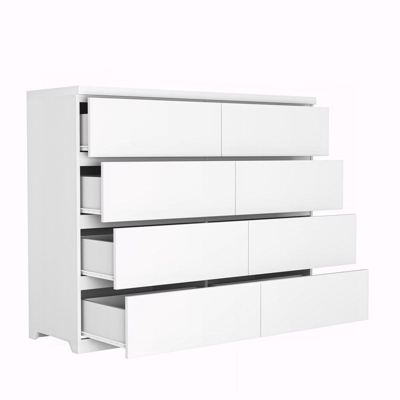 Commode 8 tiroirs pour chambre à coucher, Blanc