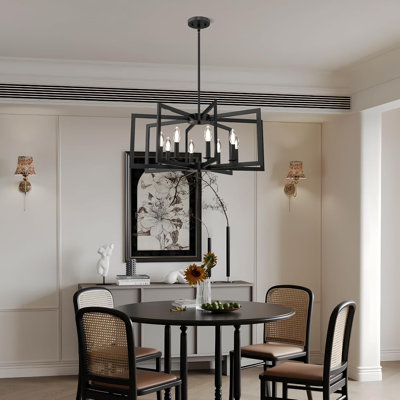Lustre noir de style campagnard, luminaire suspendu industriel moderne en métal géométrique pour salle à manger, chambre à coucher, vestibule, vestibule, cuisine, salon