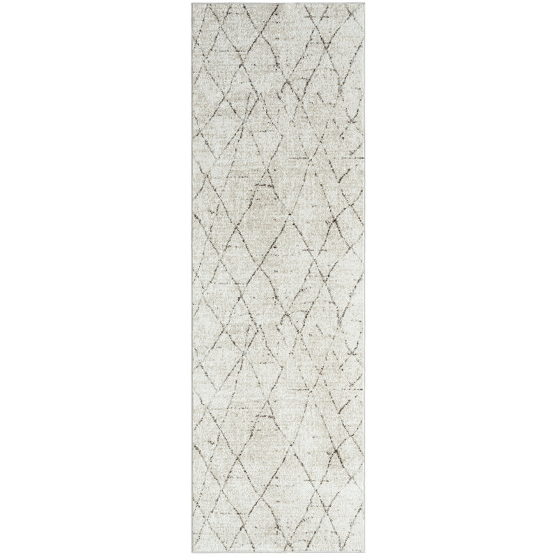 Illyas beige / noir Lennon, Tapis de couloir 2 pi 2 po x 7 pi 2 po