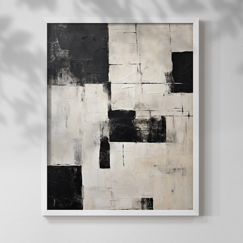 ABSTRACT Series CCCCLX - Impression encadrée de qualité supérieure - Prêt à accrocher - Aucun clou requis, Blanc / Blanc