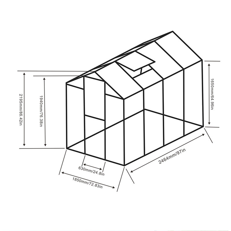 Walk In Greenhouse With Drainage System & Galvanized Base For Backyard, 97"