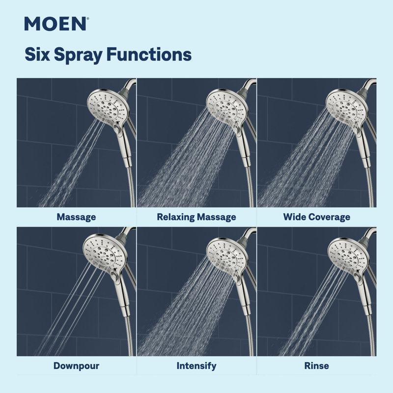 Multi Function Handheld Shower Head with Magnetic, Brushed Nickel