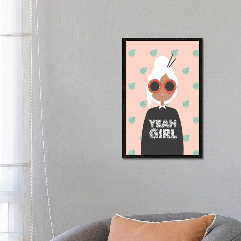 Yeah Girl 1 Piece Wall Art on Canvas, 66.04 cm H x 45.72 cm W, Black Framed