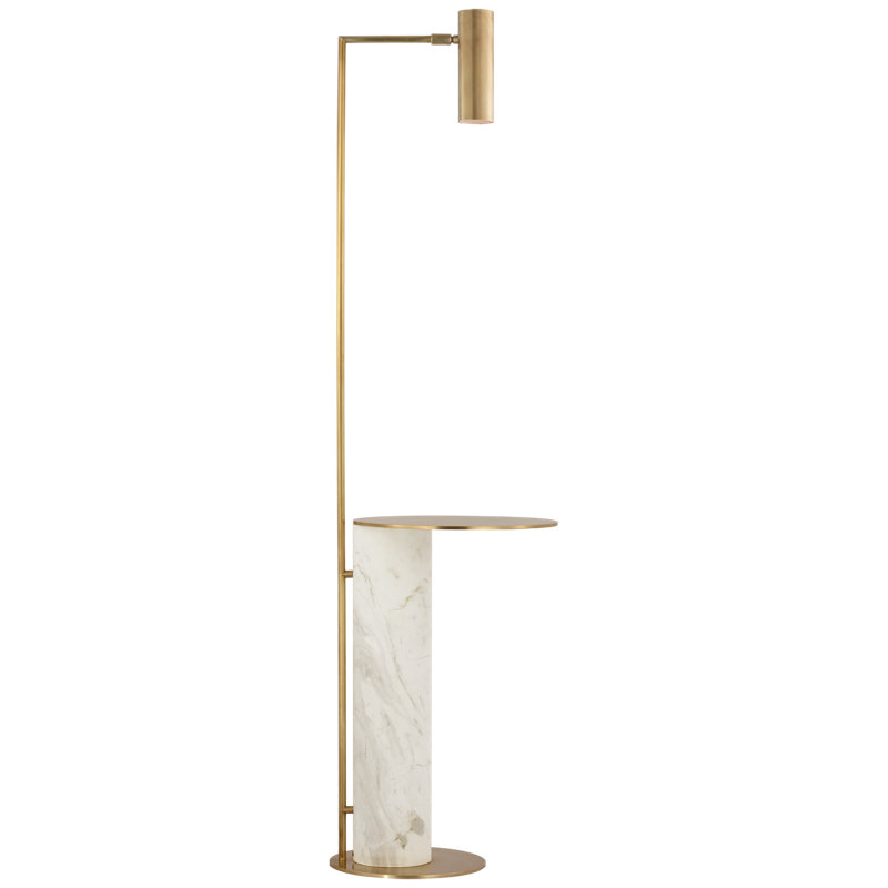 Alma Floor Lamp, Antique-Burnished Brass/White Marble