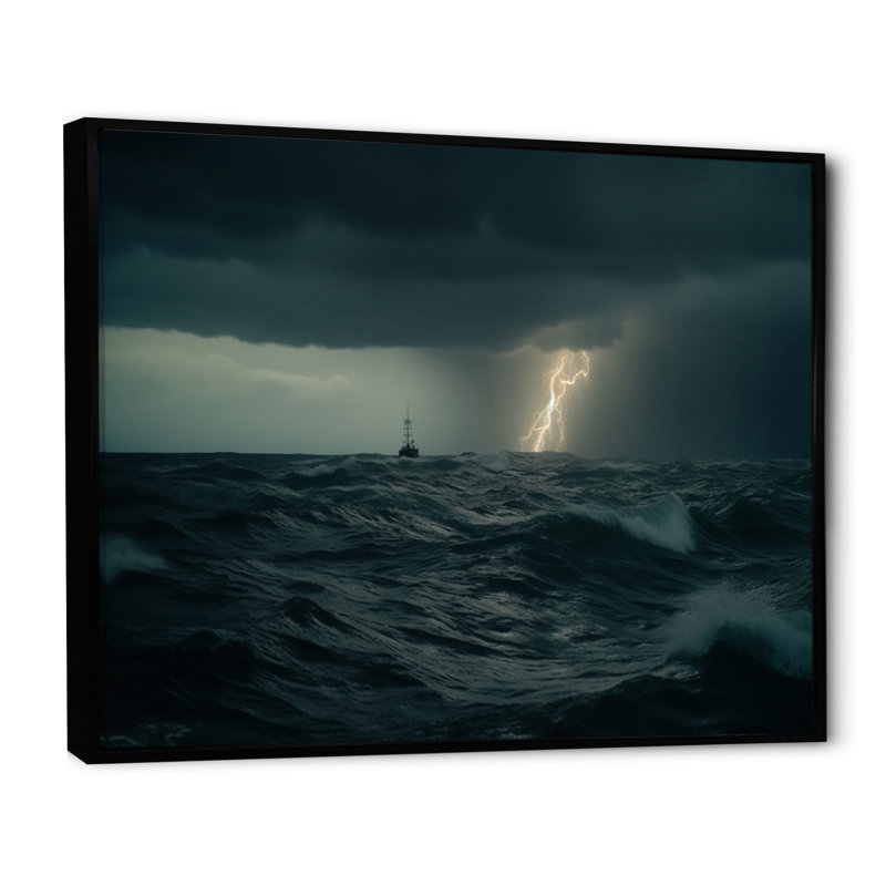 «Thunderstorm of the Sea II», impression sur toile, H 12 po x l 20 po x P 1 po, Cadre flottant noir