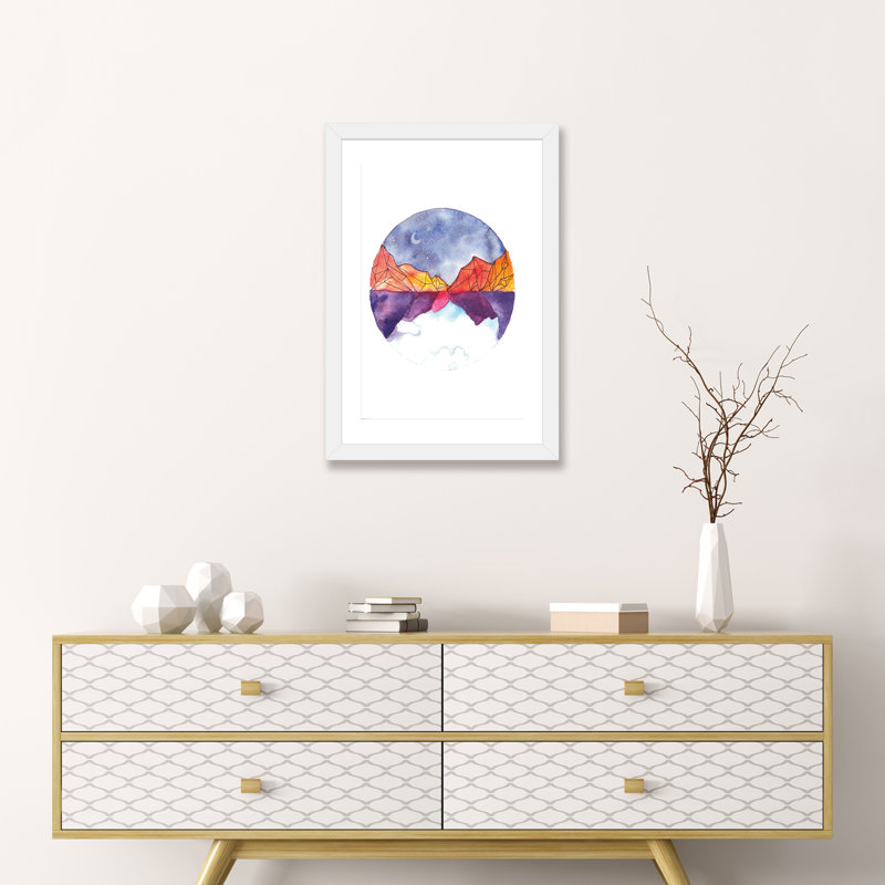 Art circulaire, H 24 po x l 16 po x P 1 po, Papier avec cadre blanc