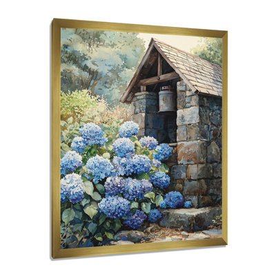 Hortensias par le puits de ferme II - art mural floral