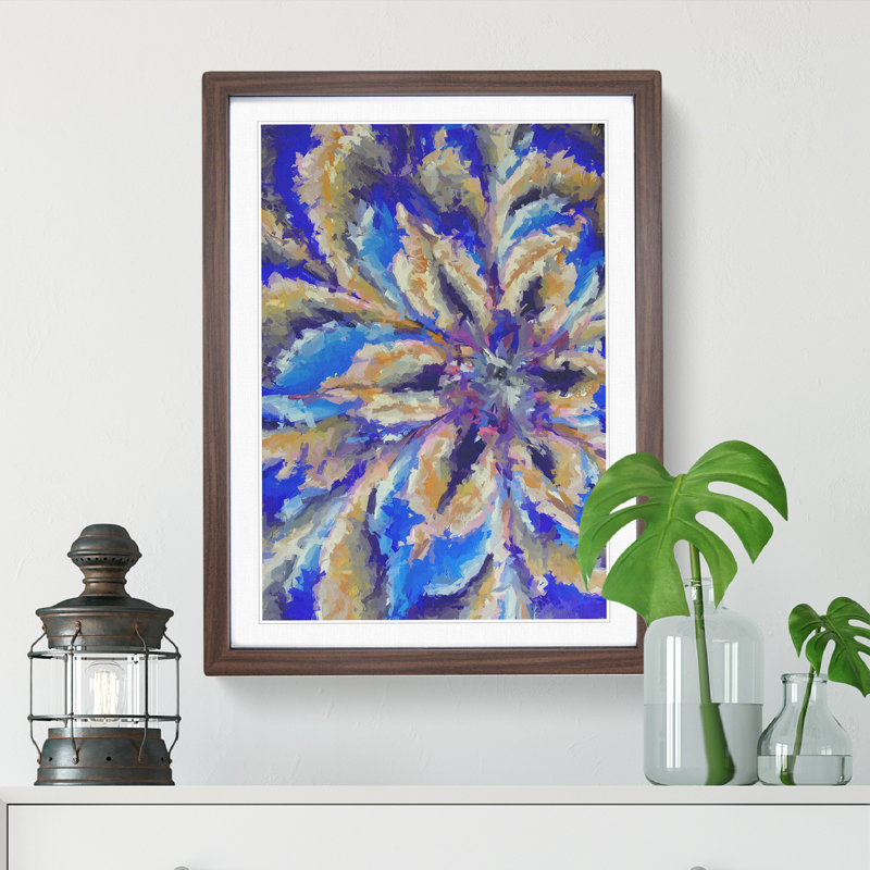 Approach The Edge Abstract - Single Picture Frame Painting, 46cm H x 34cm W x 2cm D, Walnut Framed
