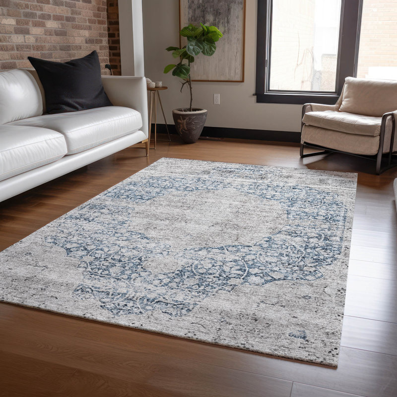 Tapis d'intérieur / extérieur bleu Sylvia , 10 pi x 14 pi
