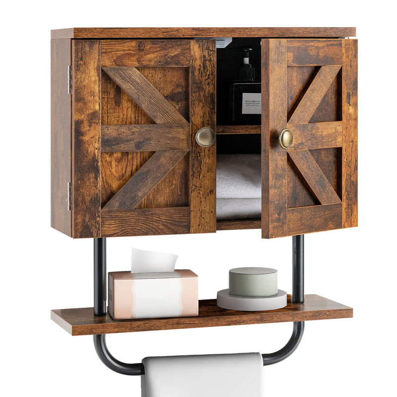 Daynna Wall Bathroom Cabinet, Rustic Brown