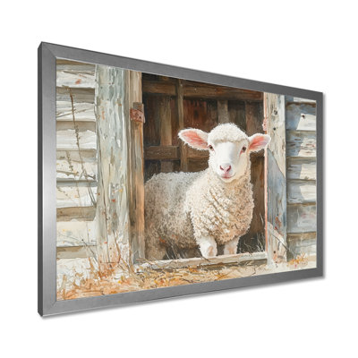 Portrait de vache et mouton à la grange II - vache, art mural