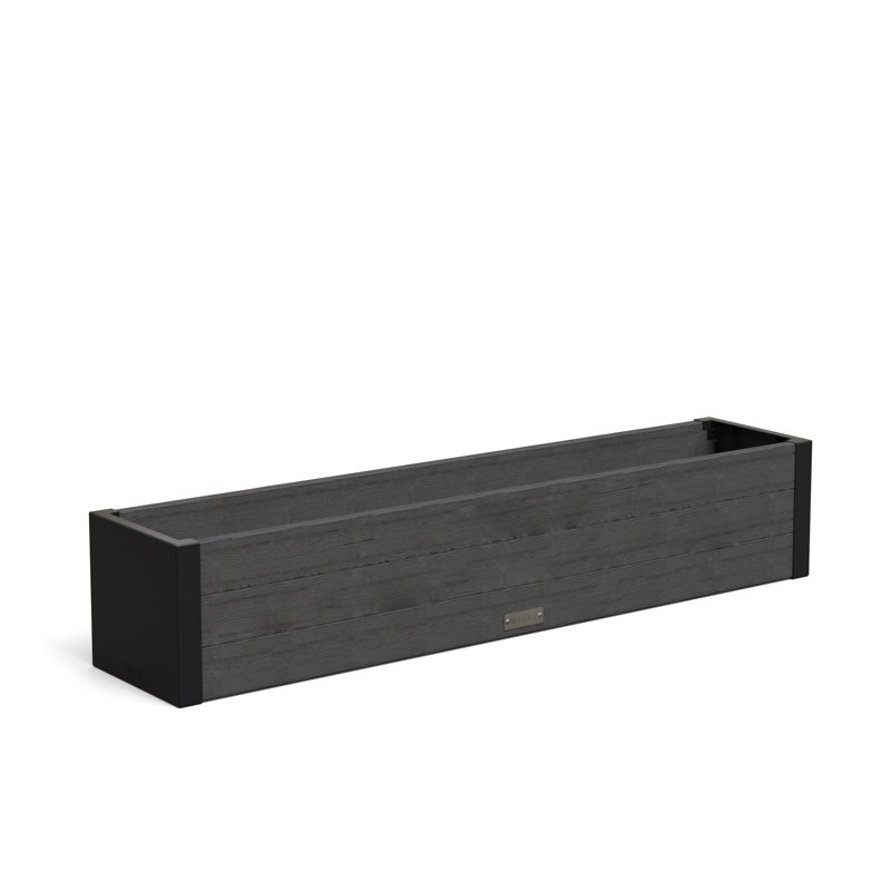 Mayne Horizon Outdoor Window Box Planter – Modern Slatted Panel Design – Weather-resistant Flower Box