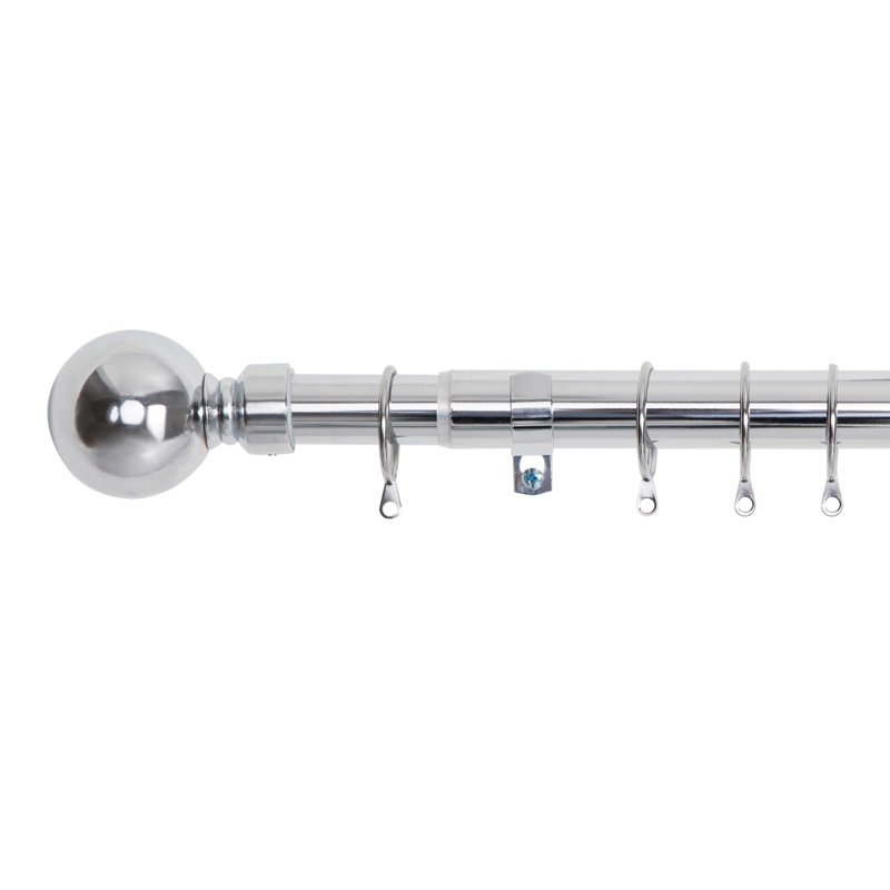 Nuha Iron Adjustable 2.8cm Single Curtain Rod, 160cm - 160cm, Chrome