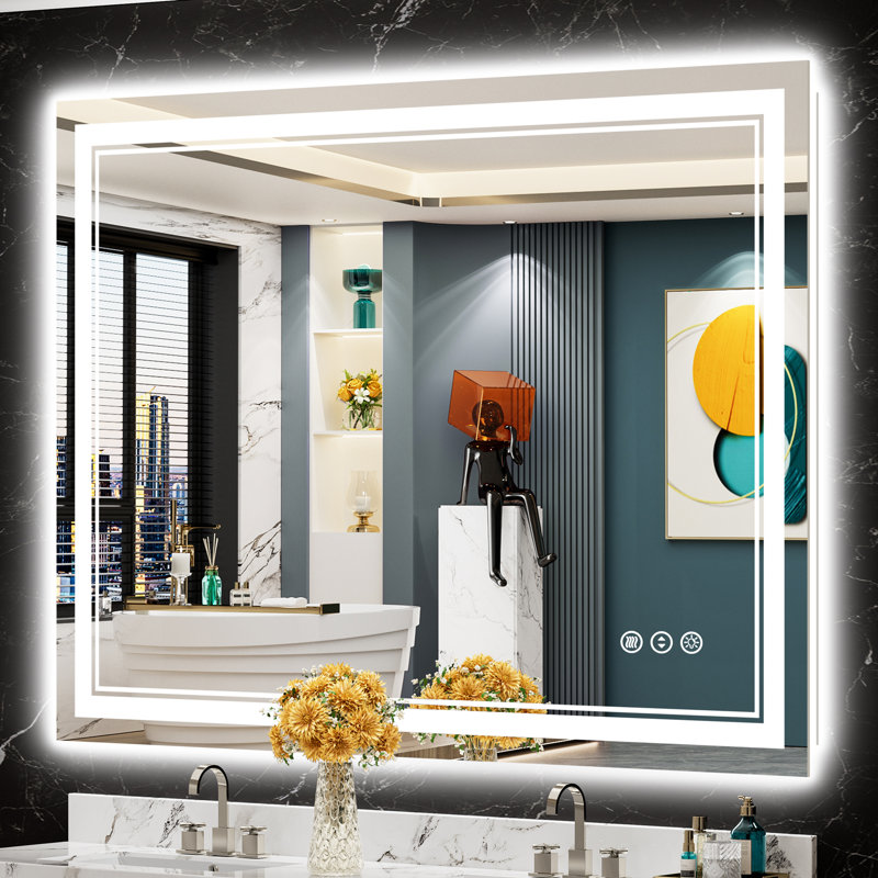 LED Vanity Mirror with Memory Function, 3 Color Temperatures & Dimmable Light, Anti-fog Tempered Glass ETL Listed Lighted Mirror