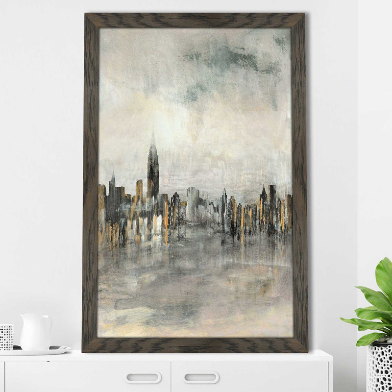 City Lights par - Peinture, Cadre chocolat patiné, H 27,5 po x l 21,5 po x P 0,75 po
