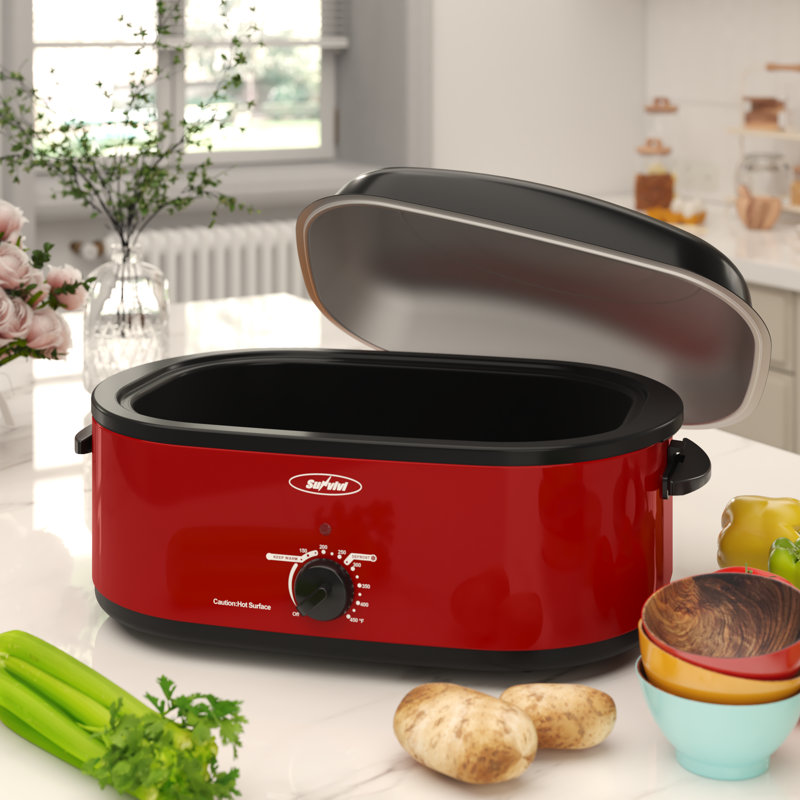 Sunvivi Electric Roaster Oven with Removable Pan, 20 quarts, Red