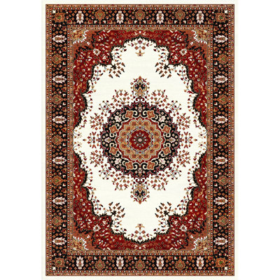 Woven Trends Gulfan Area Rug Traditional Medallion Pattern Carpet with Jute Backing Stain And Fade-Resistant Rug For Living Room, Bedroom Decor - Ivory