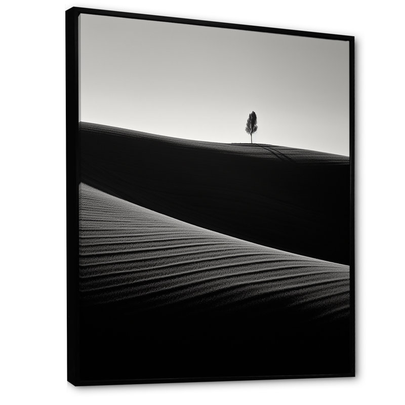 Dessert sérénité sur toile, Cadre flottant noir, H 44 po x l 34 po x P 1,5 po