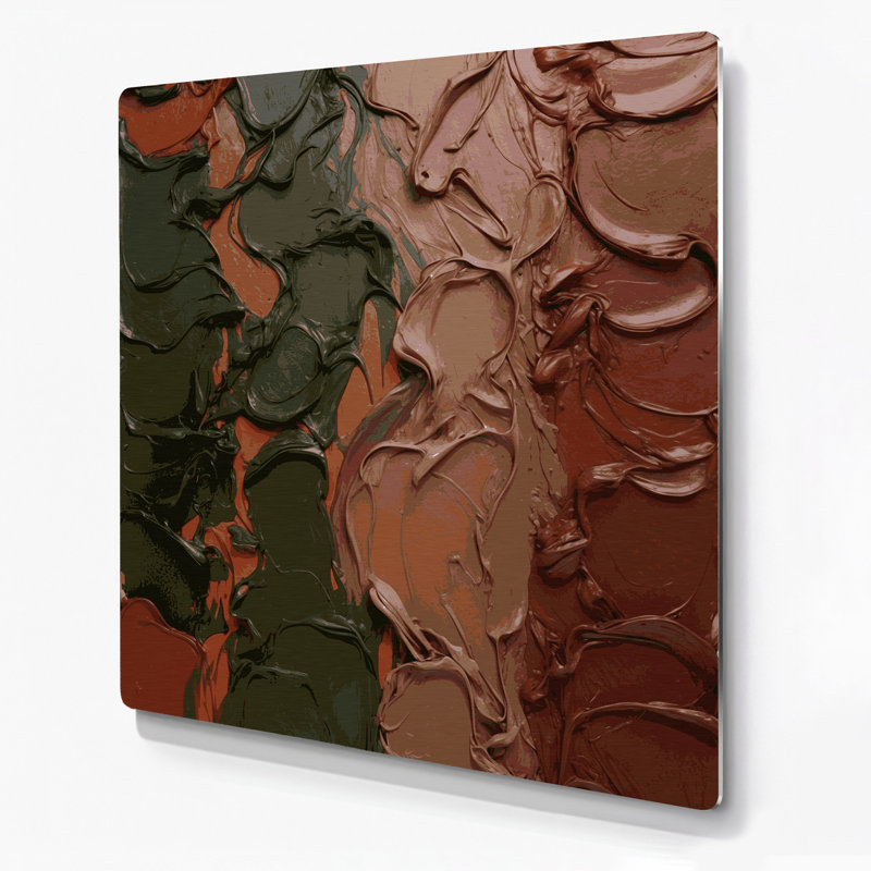Abstrait couleur champ 70, art mural en métal brun, H 12 po x l 12 po