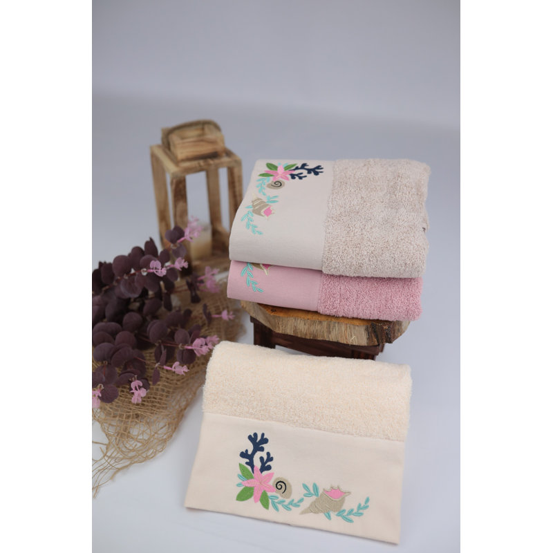 Débarbouillette 100% coton Shaan, Poudre / rose / bleu
