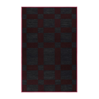 Machine Washable Checkered Brown Area Rug