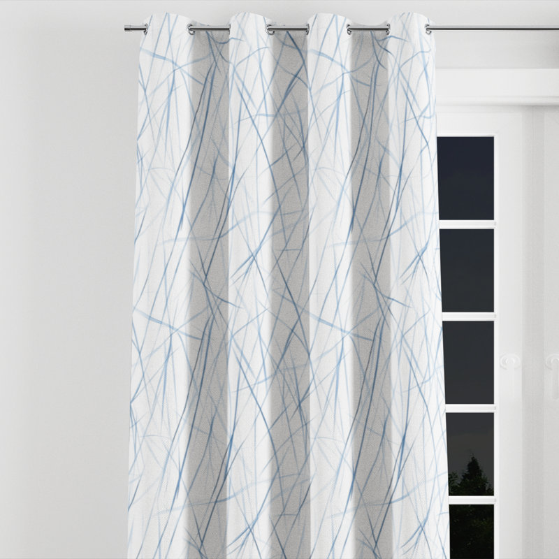 Rideaux modernes pour chambre à coucher - Rideau à œillets Abstract Breeze Lines - 1 panneau, L 52 po x L 108 po