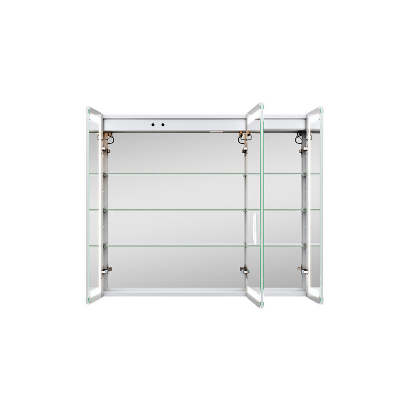 Armoire à pharmacie encastrée ou en saillie avec éclairage DEL, 107 cm (L) x 91 cm (H), étagères réglables, antibuée