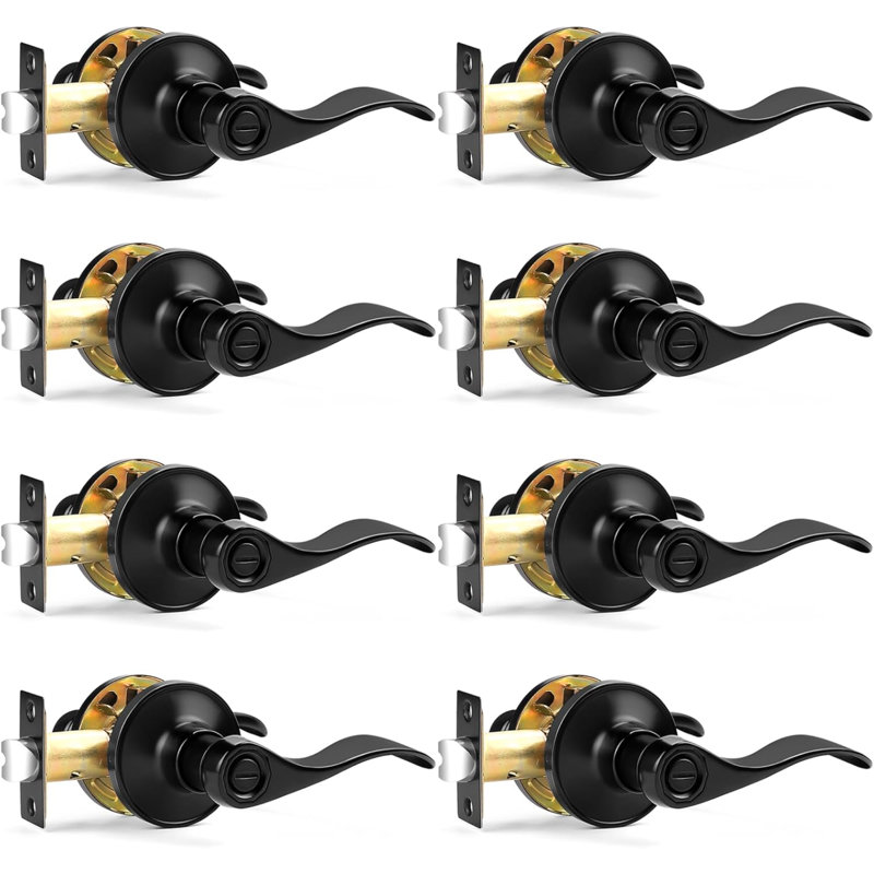 Poignées de porte intérieures noires mates pour porte de salle de bain Wave