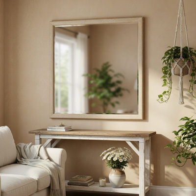Miroir de coiffeuse Ary, cadre en placage de chêne gris clair, 38 x 38