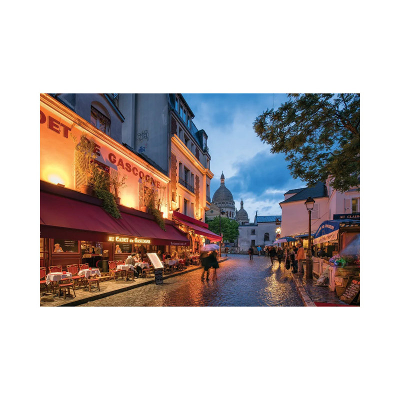 Rues de Montmartre la nuit, Paris, France, H 12 po x l 18 po x P 1,5 po, Toile tendue