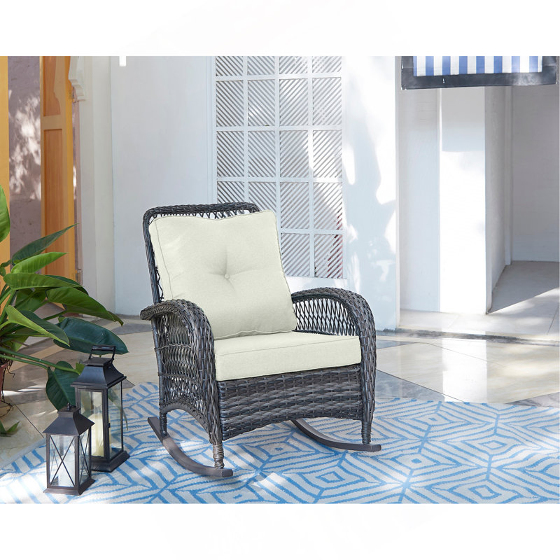 Chaise berçante rembourrée Fruttuo crème et noire