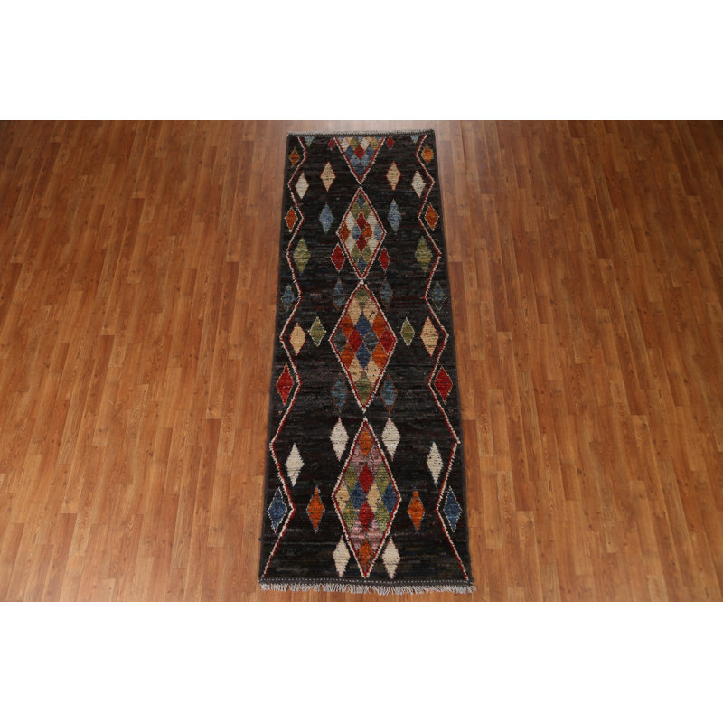 One-of-a-Kind Runner 3'4" X 9'6" New Age Runner Wool Area Rug in Charcoal